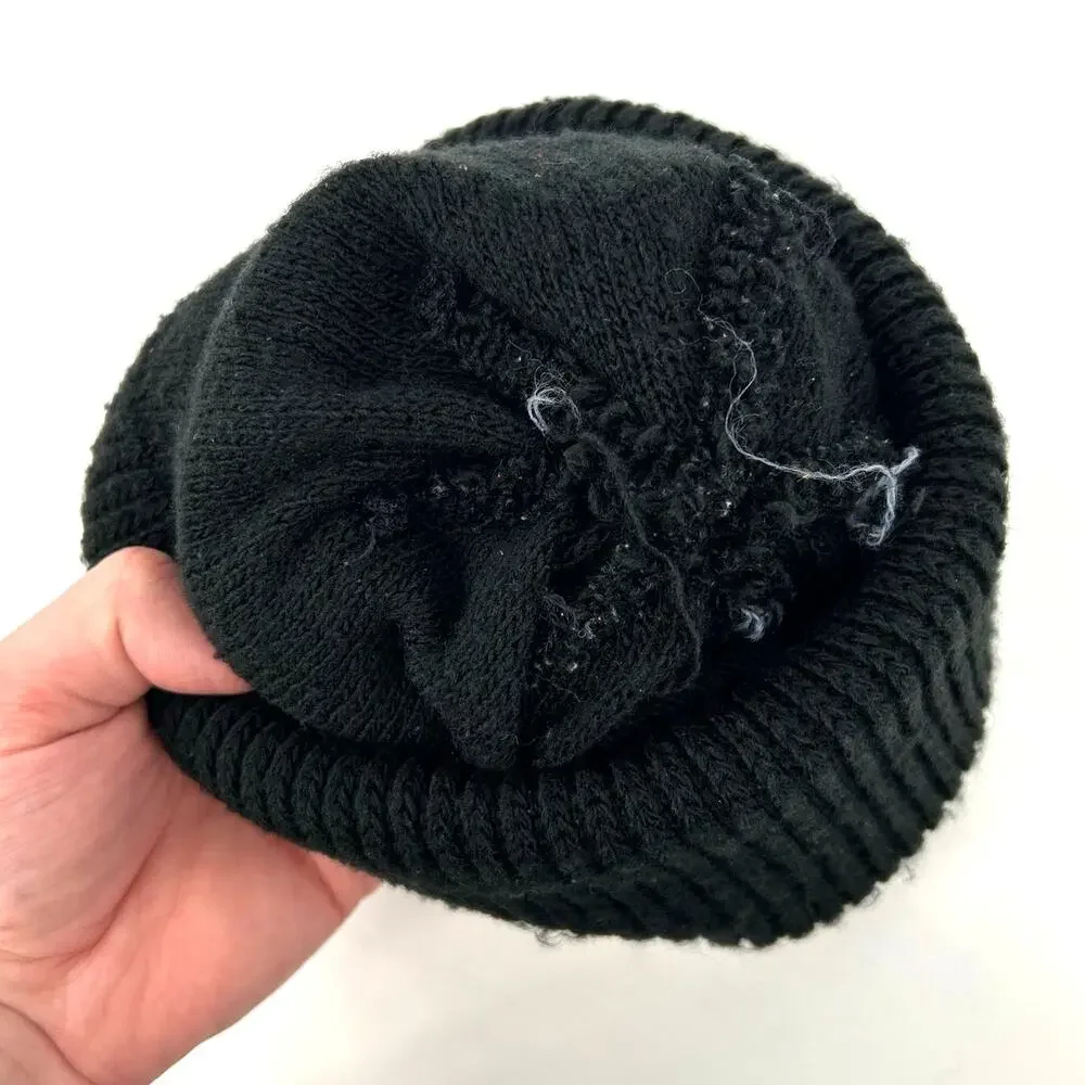 Vintage 80s Men's Harley Davidson Black and Grey Cuffed Beanie One Size Fits All